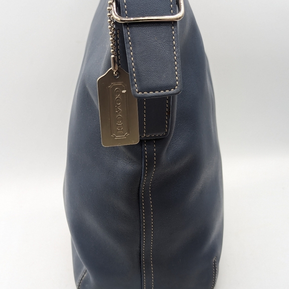 Rare Color Vintage Coach Legacy Soho Duffle Sac Slate Blue Leather - Picture 5 of 11